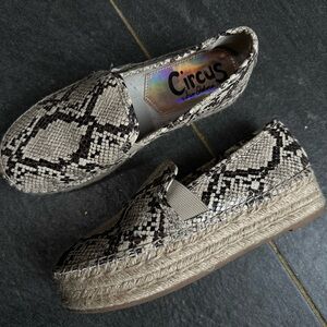Circus by Sam Edelman Black and Cream Espadrille Loafers
